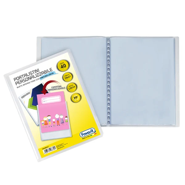 FAVORIT - 100460237 - Portalistini personalizzabile Sviluppo - liscio - 15x21 cm - 40 buste - trasparente - Favorit - 71905 - Conf. da 1 Pz.