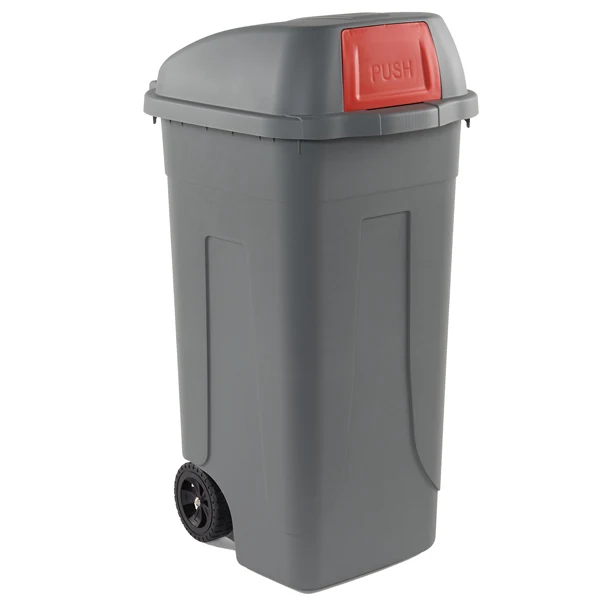 Mobil Plastic - 100P-GRC-ROB - Bidone mobile Push - con coperchio - 49x54x95 cm - 100 L - grigio-rosso - Mobil Plastic - 86736 - Conf. da 1 Pz.