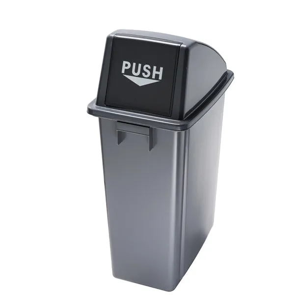 Medial - 114210 - Contenitore Office 60 Lt - con coperchio push - per rifiuto secco - 33x46x79 cm - grigio-nero - Medial - 76494 - Conf. da 1 Pz.