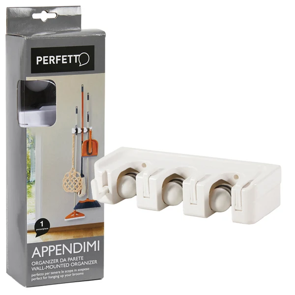 PERFETTO - 0545A - Appendi scope-attrezzi - 9,2x2,7x6,6 cm - 3 posti - Perfetto - 74110 - Conf. da 1 Pz.