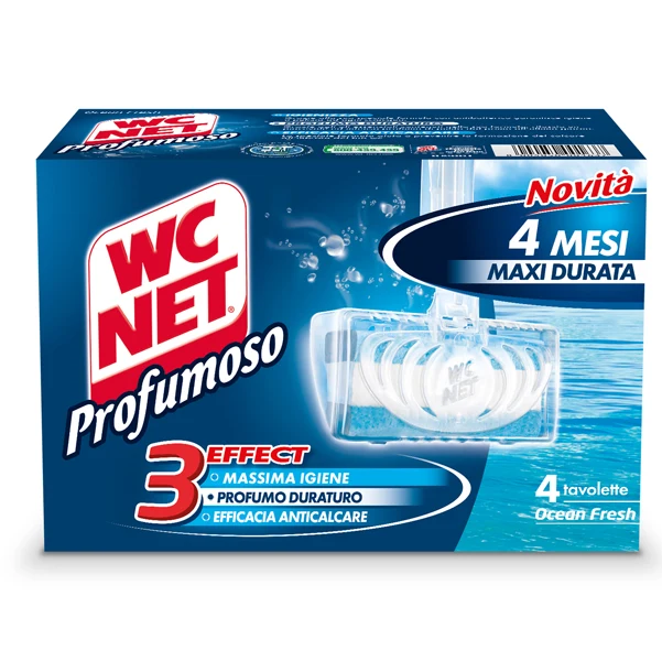 WC NET - M74838 - Tavoletta Profumoso Ocean Fresh - WC Net - 4 gabbiette da 34 gr - 70895 - Conf. da 1 Pz.