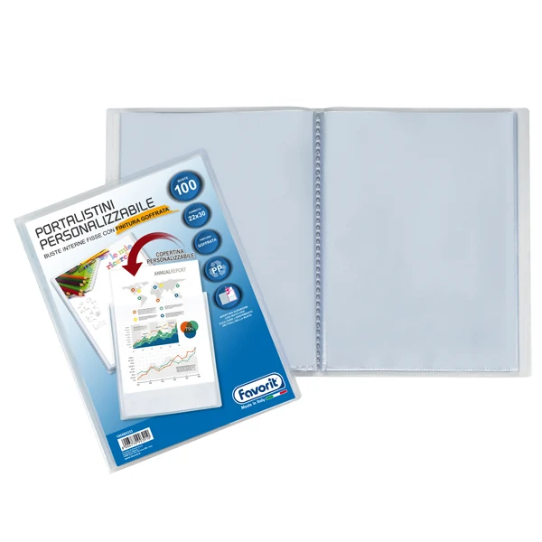 FAVORIT - 100460333 - Portalistini personalizzabile Sviluppo - buccia - 22x30 cm - 100 buste - trasparente - Favorit - 53960 - Conf. da 1 Pz.