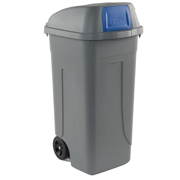 Mobil Plastic - 100P-GRC-BLB - Bidone mobile Push - con coperchio - 49x54x95 cm - 100 L - grigio-blu - Mobil Plastic - 86735 - Conf. da 1 Pz.