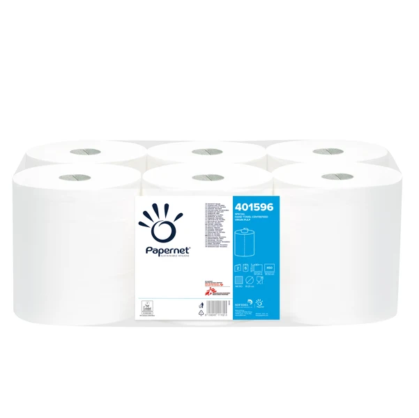 PAPERNET - 401596 - Asciugamani in rotolo Centrefeed - Maxi - 197 mm x 137 mt - diametro 19,3 cm - 2 veli - 18 gr - goffratura micro - bianco - Papernet - 75893 - Conf. da 6 Pz.