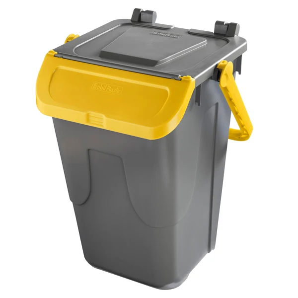 Mobil Plastic - 11-35GRB-GIA - Contenitore portarifiuti Ecology - con sportello e maniglione - 35 L - grigio-giallo - Mobil Plastic - 97441 - Conf. da 1 Pz.