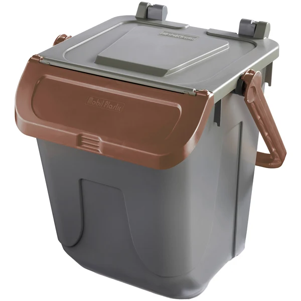 Mobil Plastic - 11-25GRB-BRB - Contenitore portarifiuti Ecology - con sportello e maniglione - 25 L - grigio-bruno - Mobil Plastic - 97436 - Conf. da 1 Pz.