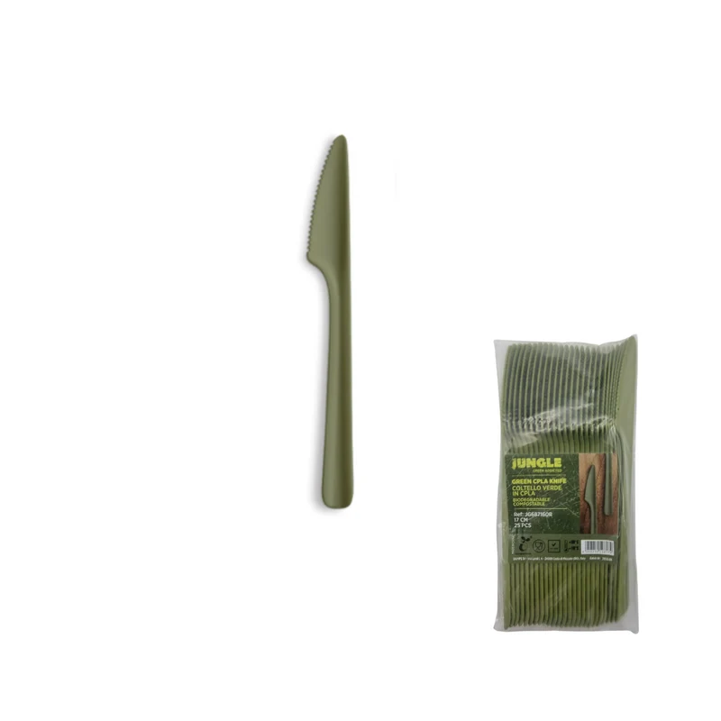 25 pz Posate biodegradabili monouso verdi € 0,13 Cad + Iva