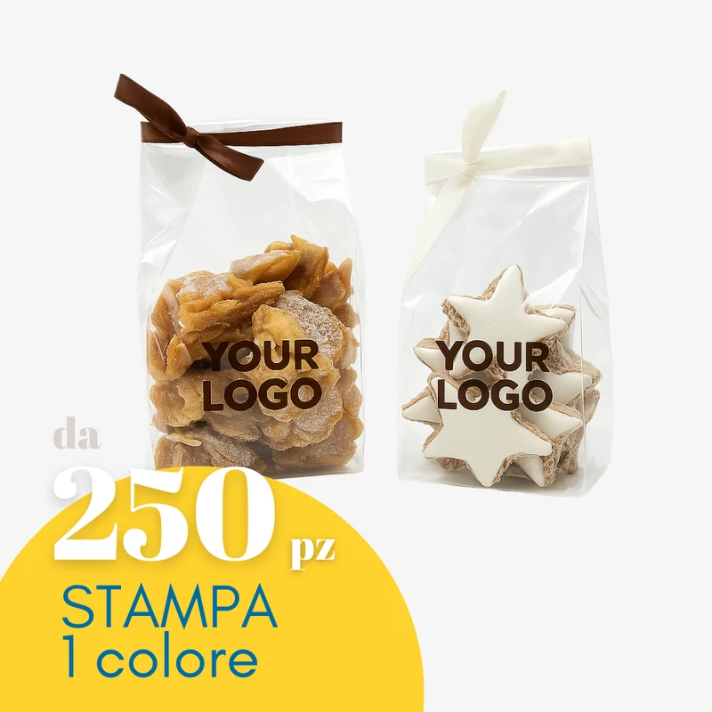 Sacchetti trasparenti fondo quadro personalizzati da 250 pz
