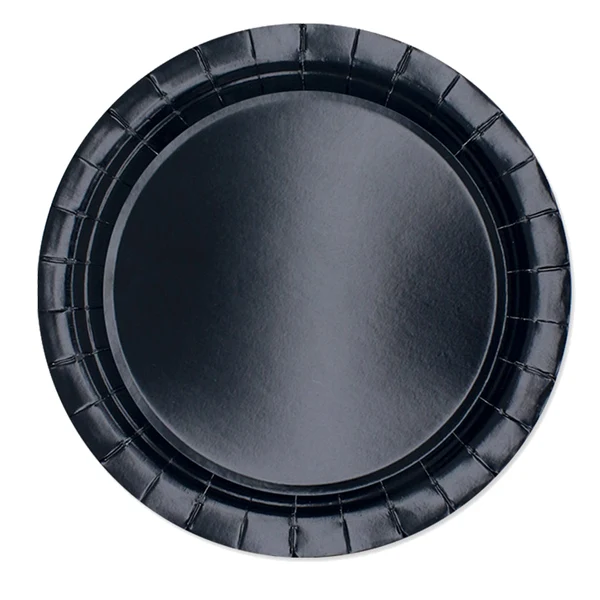 BIG PARTY - 74254 - Piatti piani Ecocolor - Ø24cm - biodegradabile - nero - Big Party - conf. 25 pezzi - 104746 - Conf. da 1 Pz.