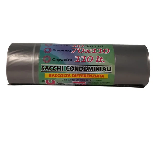 Rolsac - 10466 - Sacchi - 70 x 110 cm - 110 L - 22 micron - MDPE-HDPE - grigio trasparente - Rolsac - conf. 10 pezzi - 89612 - Conf. da 1 Pz.