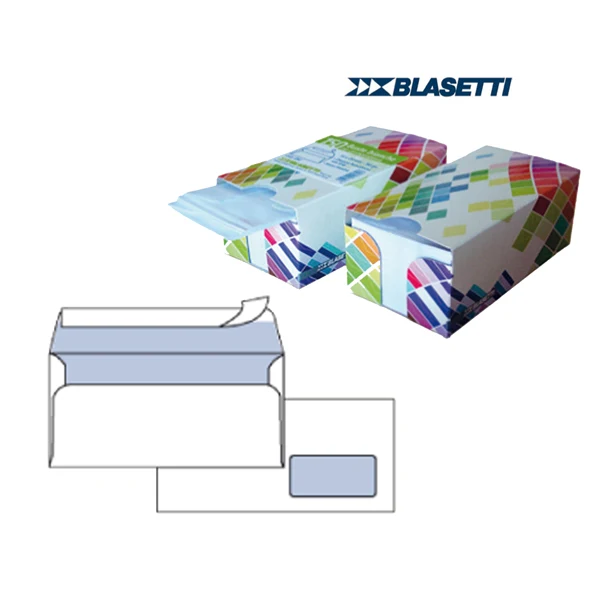 BLASETTI - 0393 - Busta Mailpack - con finestra - strip adesivo - 11 x 23 cm - 90 gr - bianco - Blasetti - dispenser 150 pezzi - 77285 - Conf. da 1 Pz.