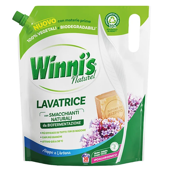 Winni's - M037300 - Detersivo lavatrice ecoformato - 1350 ml - sapone di aleppo e verbena - Winni's - 105938 - Conf. da 1 Pz.