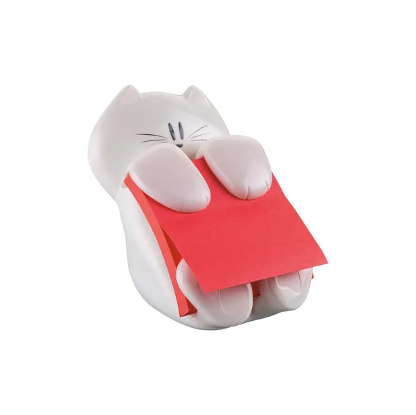 POST-IT - 7000090057 - Dispenser gatto bianco + ricarica Post-it Super Sticky Z Notes rosso rubino - CAT-330 - 76 x 76 mm - 90 fogli - Post-it - 71252 - Conf. da 1 Pz.