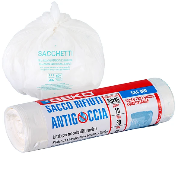 Geko - 8500500002 - Sacchi per rifiuti organici Sac Bio - 50 x 60cm - 30 L - 12 micron - bianco - Geko - rotolo da 10 sacchetti - 105873 - Conf. da 1 Pz.
