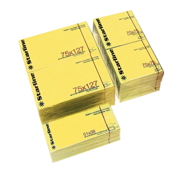 STARLINE - Q900053-12 - Blocchetto biglietti adesivi - giallo - 75 x 125mm - 70gr - 100 fogli - Starline - STL2529 - Conf. da 12 Pz.