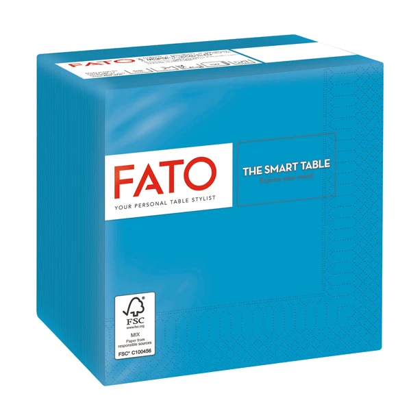 FATO - 82232003 - Tovagliolo - carta - 24 x 24 cm - 2 veli - turchese - Fato - conf. 100 pezzi - 96618 - Conf. da 1 Pz.