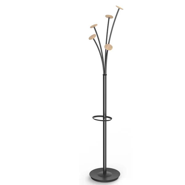 ALBA - PMFESTW N - Appendiabiti Festival N - 5 posti - 175 cm - nero-legno chiaro - Alba - 92516 - Conf. da 1 Pz.