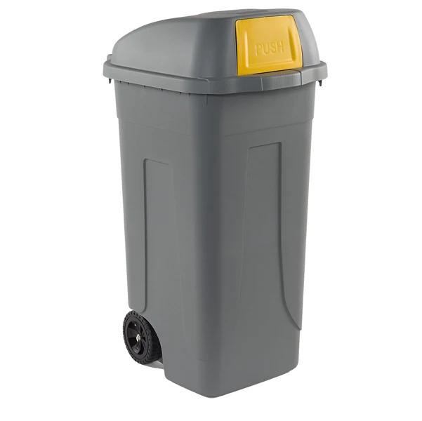 Mobil Plastic - 100P-GRC-GIA - Bidone mobile Push - con coperchio - 49x54x95 cm - 100 L - grigio-giallo - Mobil Plastic - 86733 - Conf. da 1 Pz.