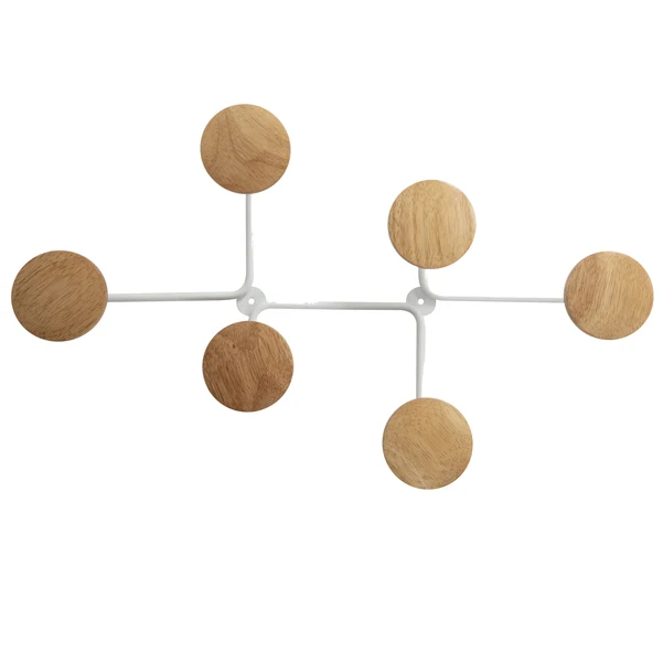 ALBA - PMSIXBC - Appendiabiti da muro - 6 posti - 35,5 x 59,5 x 8 cm - metallo-legno - bianco - Alba - 86617 - Conf. da 1 Pz.