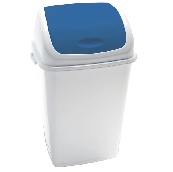 Medial - 909055 - Pattumiera con coperchio basculante Rif - 44x33x68 cm - 50 L - bianco-blu - Medial - 82733 - Conf. da 1 Pz.
