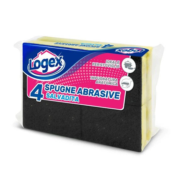 LOGEX PROFESSIONAL - A4LX-0782 - Spugnabella - con impugnatura salvaunghie - giallo-verde - Logex Professional - conf. 4 pezzi - 45032 - Conf. da 1 Pz.