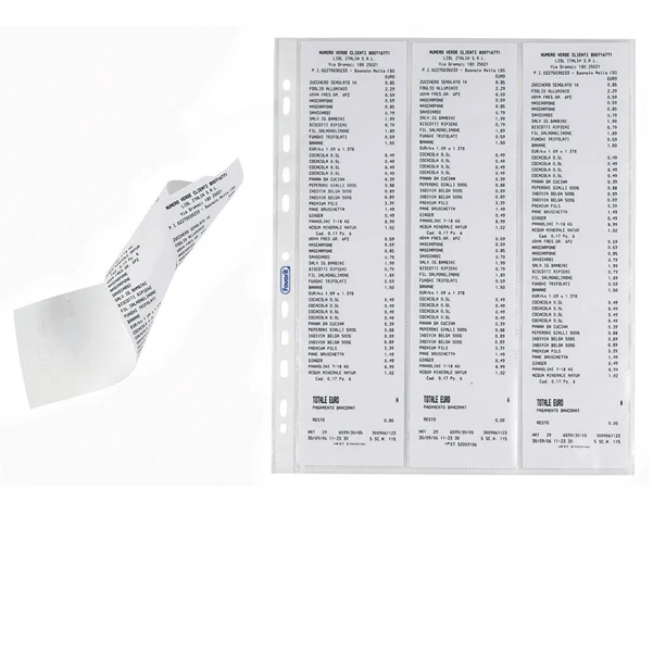 FAVORIT - 100460079 - Buste forate per scontrini fiscali - 6 Spazi - 25,2 x 30,7 cm - trasparente - Favorit - conf. 10 pezzi - 37637 - Conf. da 1 Pz.
