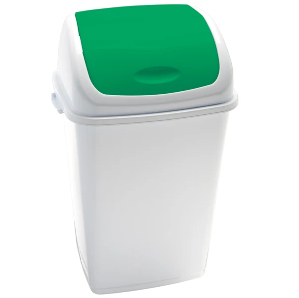 Medial - 909058 - Pattumiera con coperchio basculante Rif - 44x33x68 cm - 50 L - bianco-verde - Medial - 82736 - Conf. da 1 Pz.