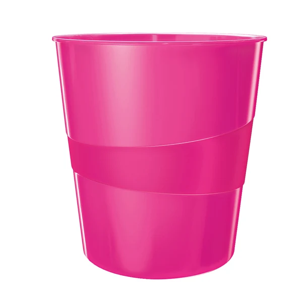 LEITZ - 52781023 - Cestino gettacarte WOW - altezza 32,4 cm - diametro 29 cm - 15 L - fucsia metallizzato - Leitz - 80517 - Conf. da 1 Pz.