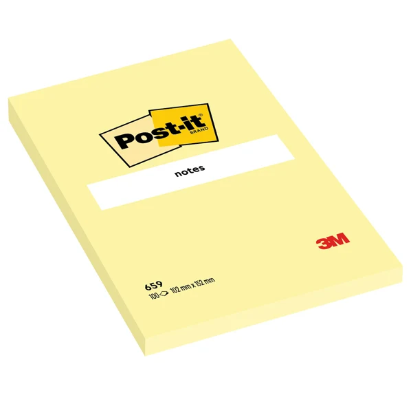 POST-IT - 7100172752 - Blocco foglietti - 659 - 102 x 152 mm - giallo Canary - 100 fogli - Post-it - 38515 - Conf. da 6 Pz.