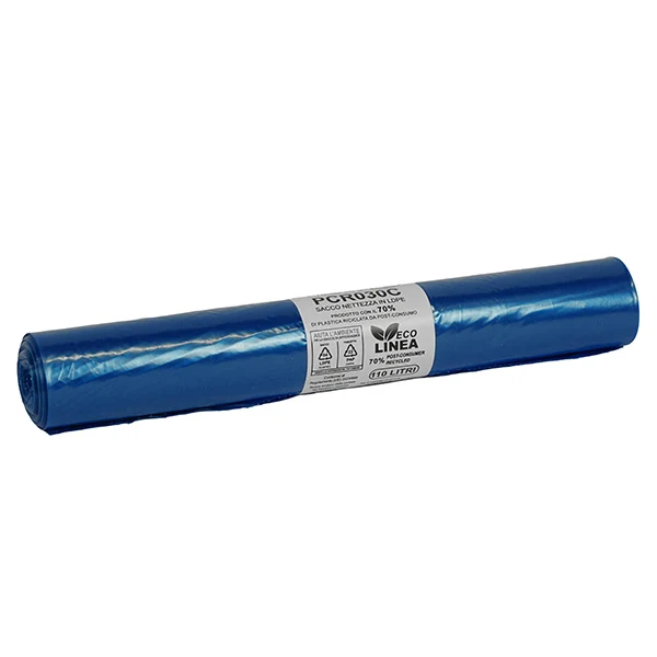 Bio Extrusion - PCR030C - Sacco rifiuti - PCR - 72 x 110 cm - 110 L - 30 gr - azzurro -Bio Extrusion - conf. 10 pezzi - 105864 - Conf. da 1 Pz.