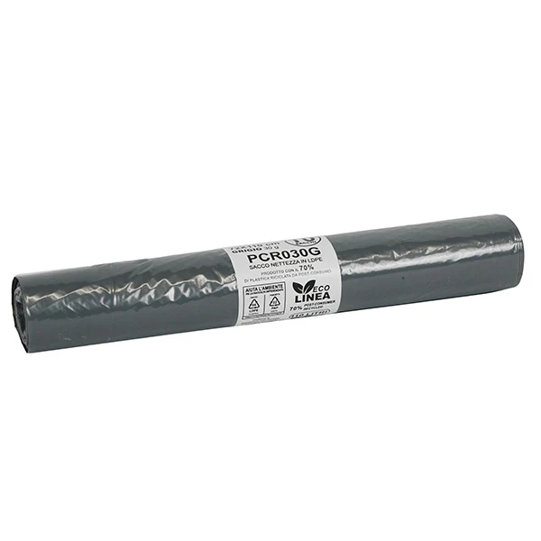 Bio Extrusion - PCR030G - Sacco rifiuti - PCR - 72 x 110 cm - 110 L - 30 gr - grigio -Bio Extrusion - conf. 10 pezzi - 105863 - Conf. da 1 Pz.