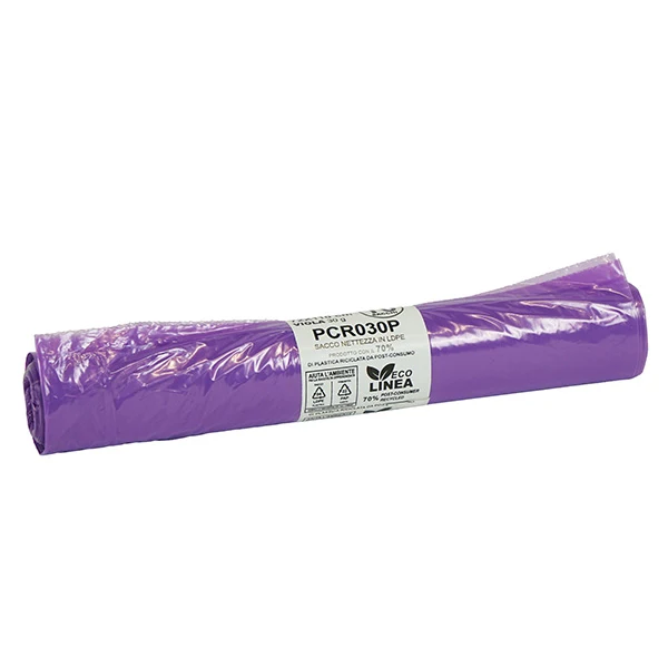 Bio Extrusion - PCR030P - Sacco rifiuti - PCR - 72 x 110 cm - 110 L - 30 gr - viola -Bio Extrusion - conf. 10 pezzi - 105862 - Conf. da 1 Pz.
