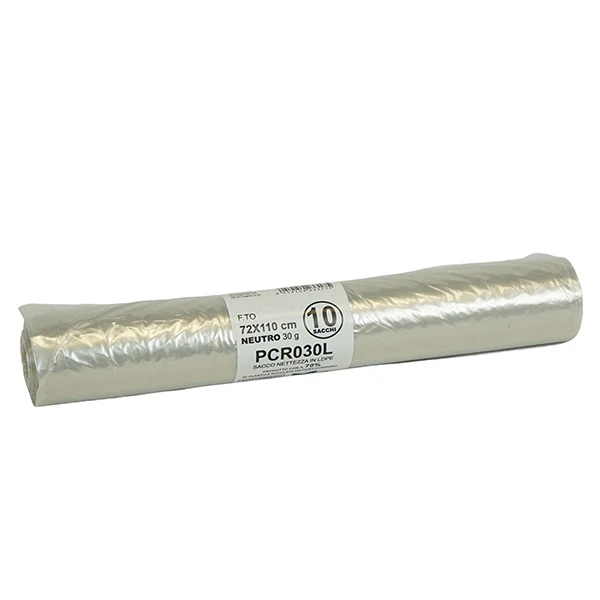 Bio Extrusion - PCR030L - Sacco rifiuti - PCR - 72 x 110 cm - 110 L - 30 gr - neutro -Bio Extrusion - conf. 10 pezzi - 105860 - Conf. da 1 Pz.