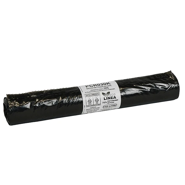 Bio Extrusion - PCR030K - Sacco rifiuti - PCR - 72 x 110 cm - 110 L - 30 gr - nero -Bio Extrusion - conf. 10 pezzi - 105859 - Conf. da 1 Pz.