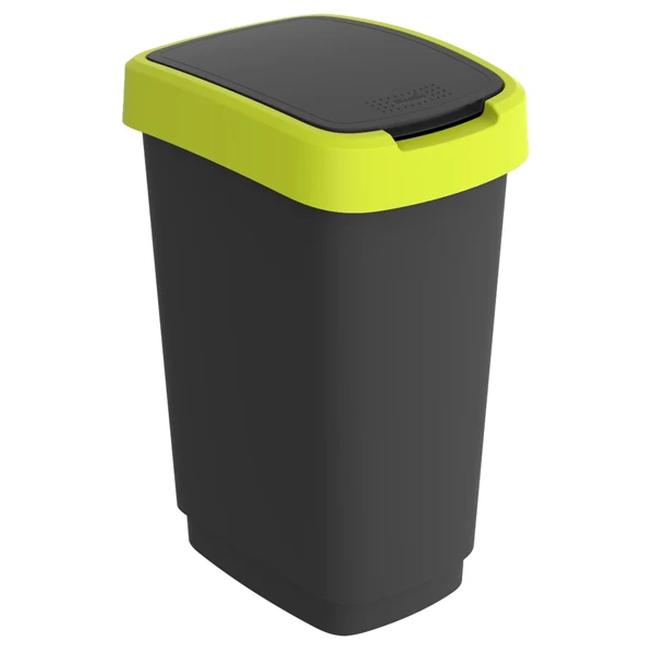 ROTHO - F600321 - Pattumiera con coperchio basculante - 50 L - 40,1 x 29,1 x 60,2 cm - PPL - nero-verde lime - Rotho - 97448 - Conf. da 1 Pz.