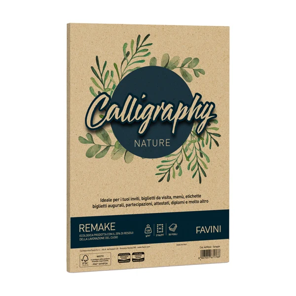 FAVINI - A69R664 - Carta Calligraphy Nature Remake - A4 - 120 gr - spiaggia - Favini - conf. 50 fogli - 94643 - Conf. da 1 Pz.