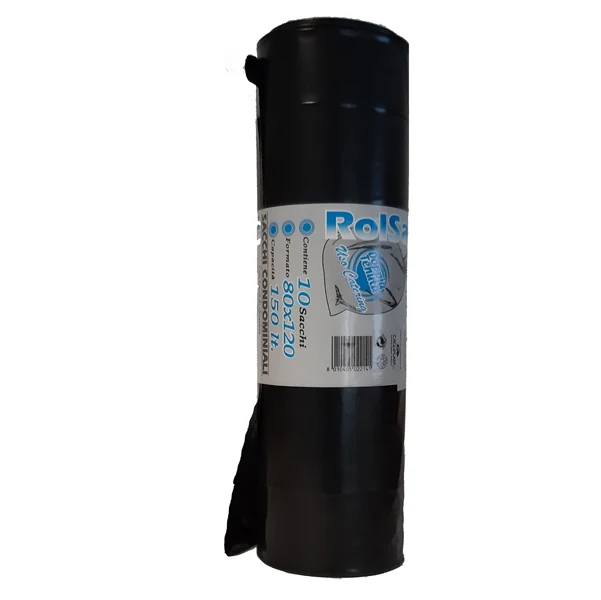 Rolsac - 28510 - Sacchi - 80 x 120 cm - 150 L - 74 micron - MDPE-HDPE - nero - Rolsac - conf. 10 pezzi - 89615 - Conf. da 1 Pz.