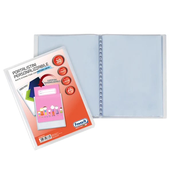 FAVORIT - 100460236 - Portalistini personalizzabile Sviluppo - liscio - 15x21 cm - 30 buste - trasparente - Favorit - 71904 - Conf. da 1 Pz.