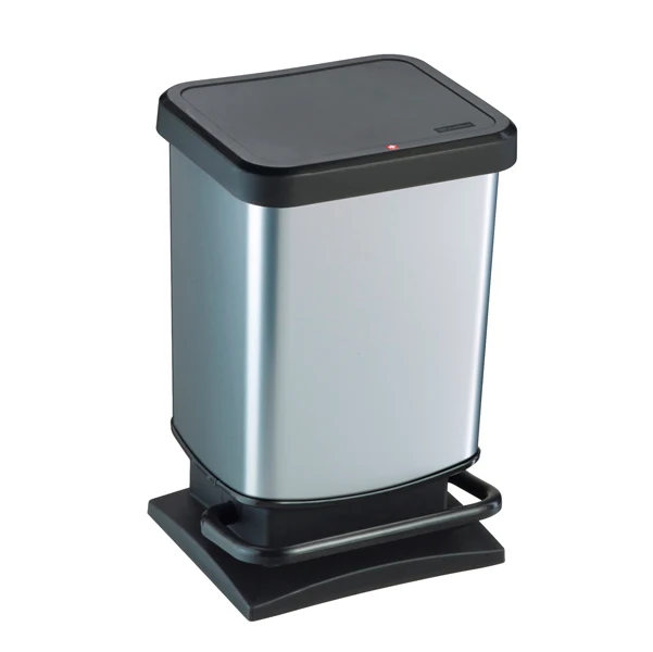 ROTHO - F600051 - Pattumiera a pedale Paso - 29x27x46 cm - 20 L - PPL metallizzato - nero-argento - Rotho - 64307 - Conf. da 1 Pz.