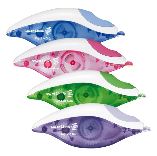 PAPERMATE - S1862884 - Correttore a nastro Dryline Grip - 5mm x 8,5mt - colori assortiti - Papermate - 35208 - Conf. da 12 Pz.
