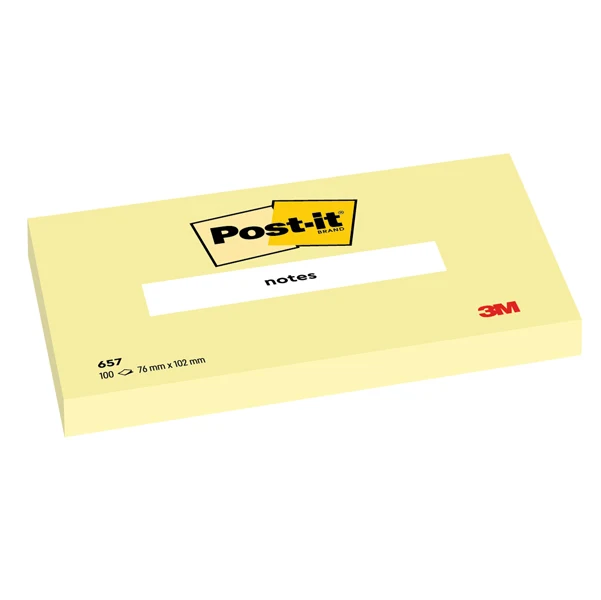 POST-IT - 7100290168 - Blocco foglietti - 657 - 76 x 102 mm - giallo Canary - 100 fogli - Post-it - 32160 - Conf. da 12 Pz.