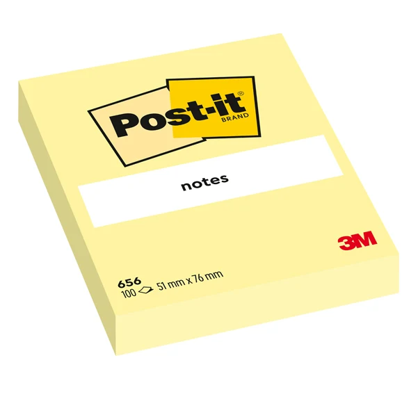 POST-IT - 7100290170 - Blocco foglietti - 656 - 76 x 51 mm - giallo Canary - 100 fogli - Post-it - 32159 - Conf. da 12 Pz.