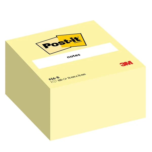 POST-IT - 7100172238 - Blocco foglietti Cubo - 636-B - 76 x 76 mm - giallo Canary - 450 fogli - Post-it - 32033 - Conf. da 1 Pz.