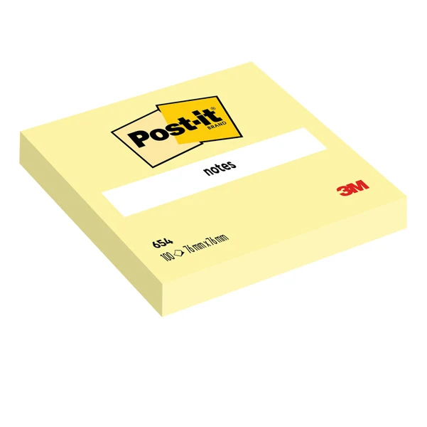 POST-IT - 7100290160 - Blocco foglietti - 654 - 76 x 76 mm - giallo Canary - 100 fogli - Post-it - 32022 - Conf. da 12 Pz.