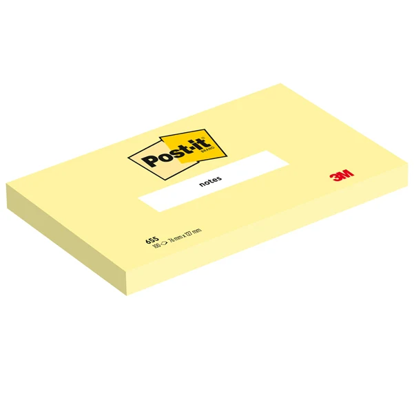 POST-IT - 7100290165 - Blocco foglietti - 655 - 76 x 127 mm - giallo Canary - 100 fogli - Post-it - 32015 - Conf. da 12 Pz.
