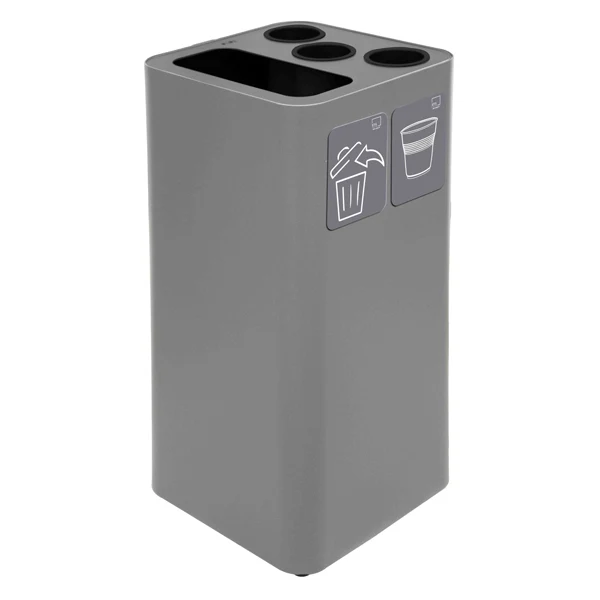 STILCASA - PU100F-BG-G - Contenitore per raccolta differenziata - con divisiorio bicchieri - 50 L - grigio - Stilcasa - 102109 - Conf. da 1 Pz.
