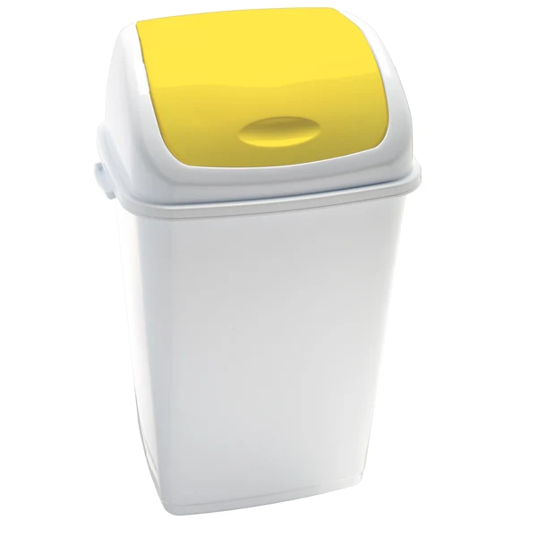 Medial - 909056 - Pattumiera con coperchio basculante Rif - 44x33x68 cm - 50 L - bianco-giallo - Medial - 82734 - Conf. da 1 Pz.