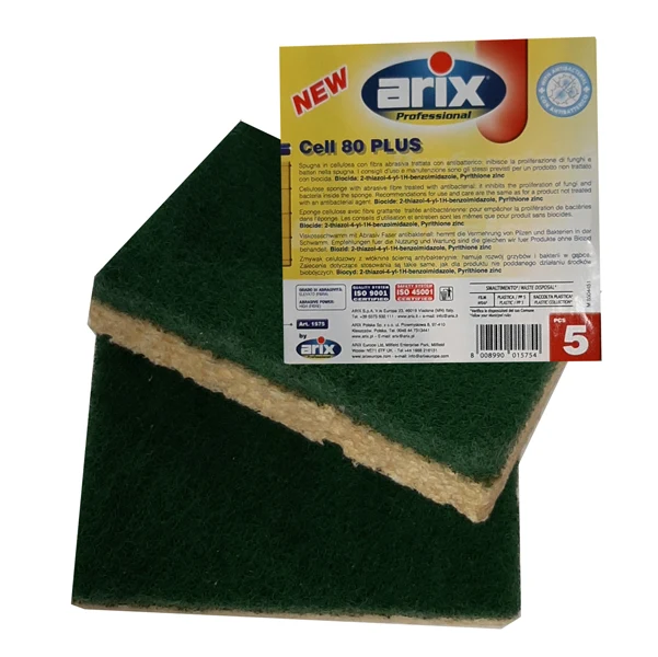 Arix - 1 1575 - Spugna Cell 80 Plus - abrasiva - antibatterica - Arix - conf. 5 pezzi - 95311 - Conf. da 1 Pz.