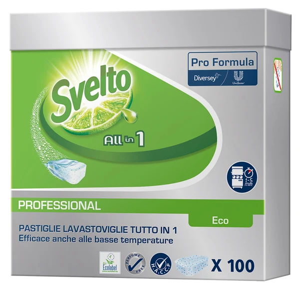 SVELTO - 101101881 - Tabs Eco 3in1 per lavastoviglie - Svelto - fustino da 100 tabs da 20 gr - 82607 - Conf. da 1 Pz.