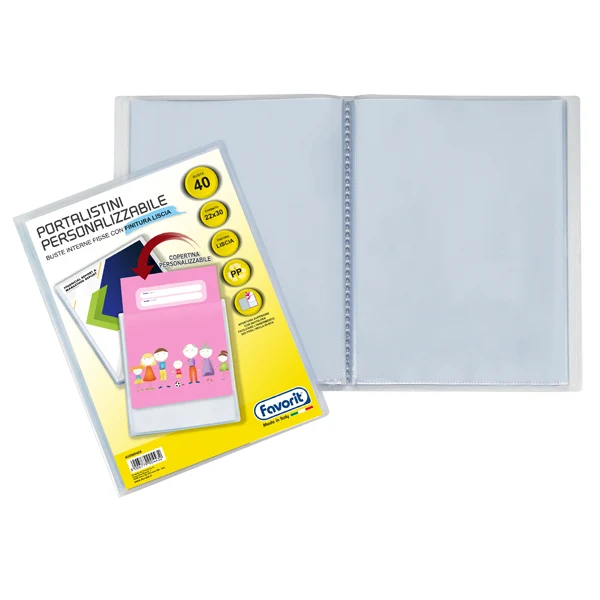 FAVORIT - 400090485 - Portalistini personalizzabile Premium - liscio - 22x30 cm - 40 buste - trasparente - Favorit - 80546 - Conf. da 1 Pz.